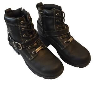 Harley Davidson Teagan Biker Boots Womens Size 7M Black Moto Edgy Grunge